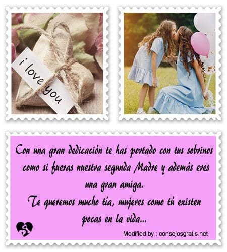 Lindas palabras para una tía  Frases de cariño para una 